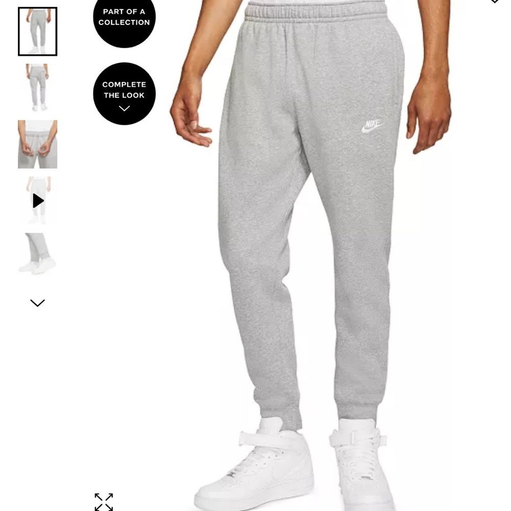 NIKE Men’s Club Fleece Sports Wear Athletic Grey Drawstring Joggers Sweatpant m